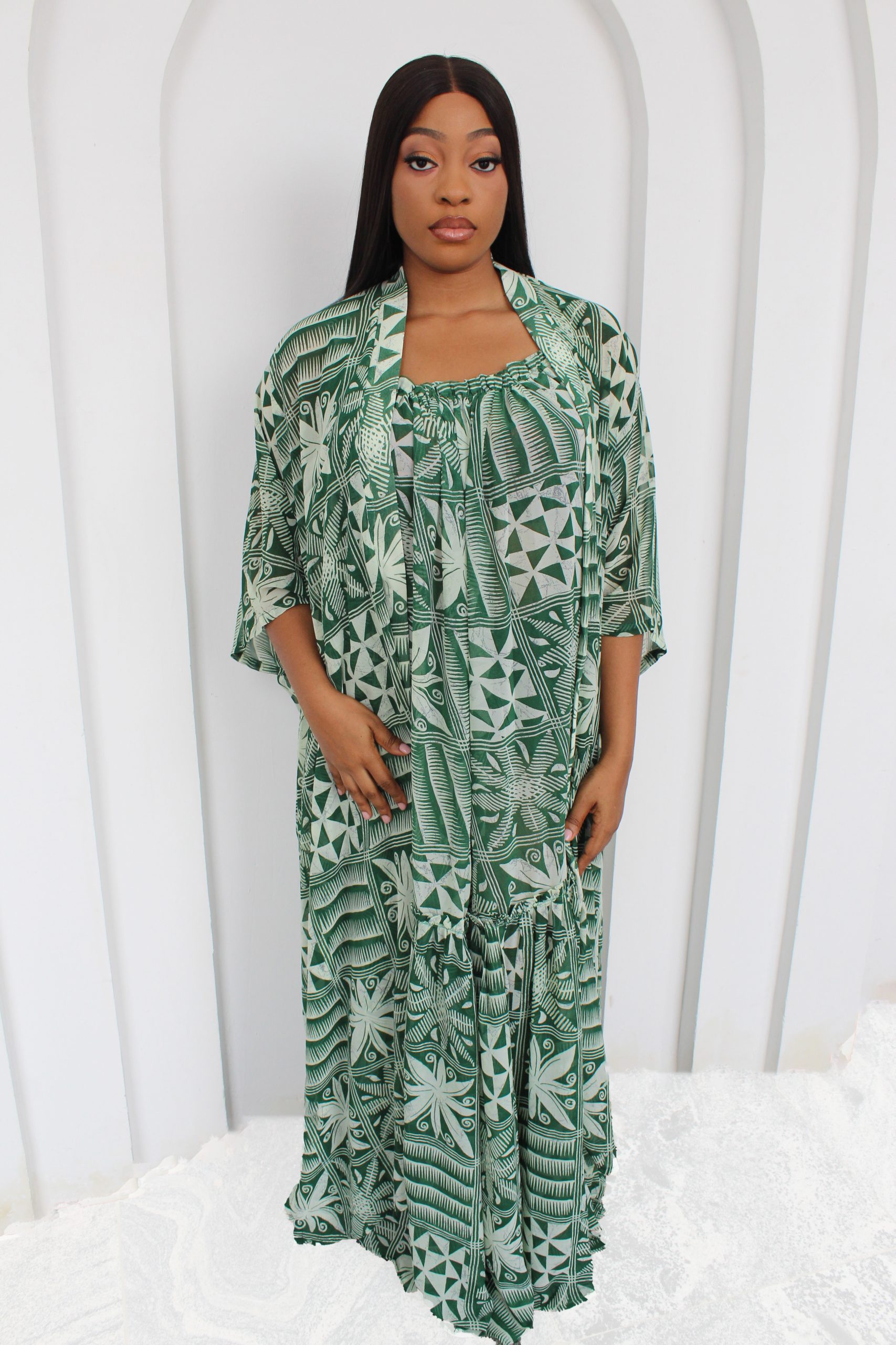 Emem Kimono Set Kaftan -Green - Image 3