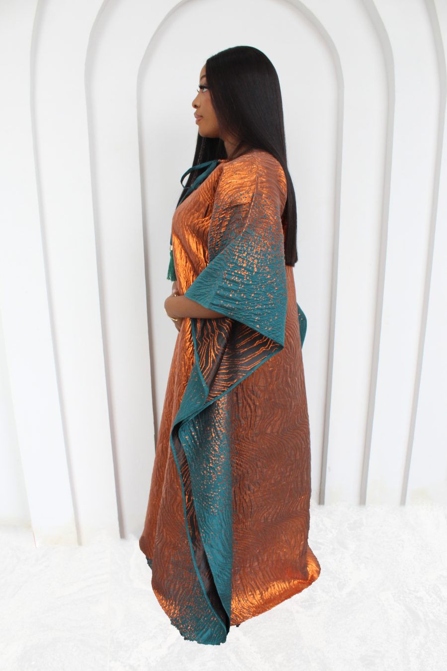 Enewa Brocade Kaftan- Orange/ Green - Image 2