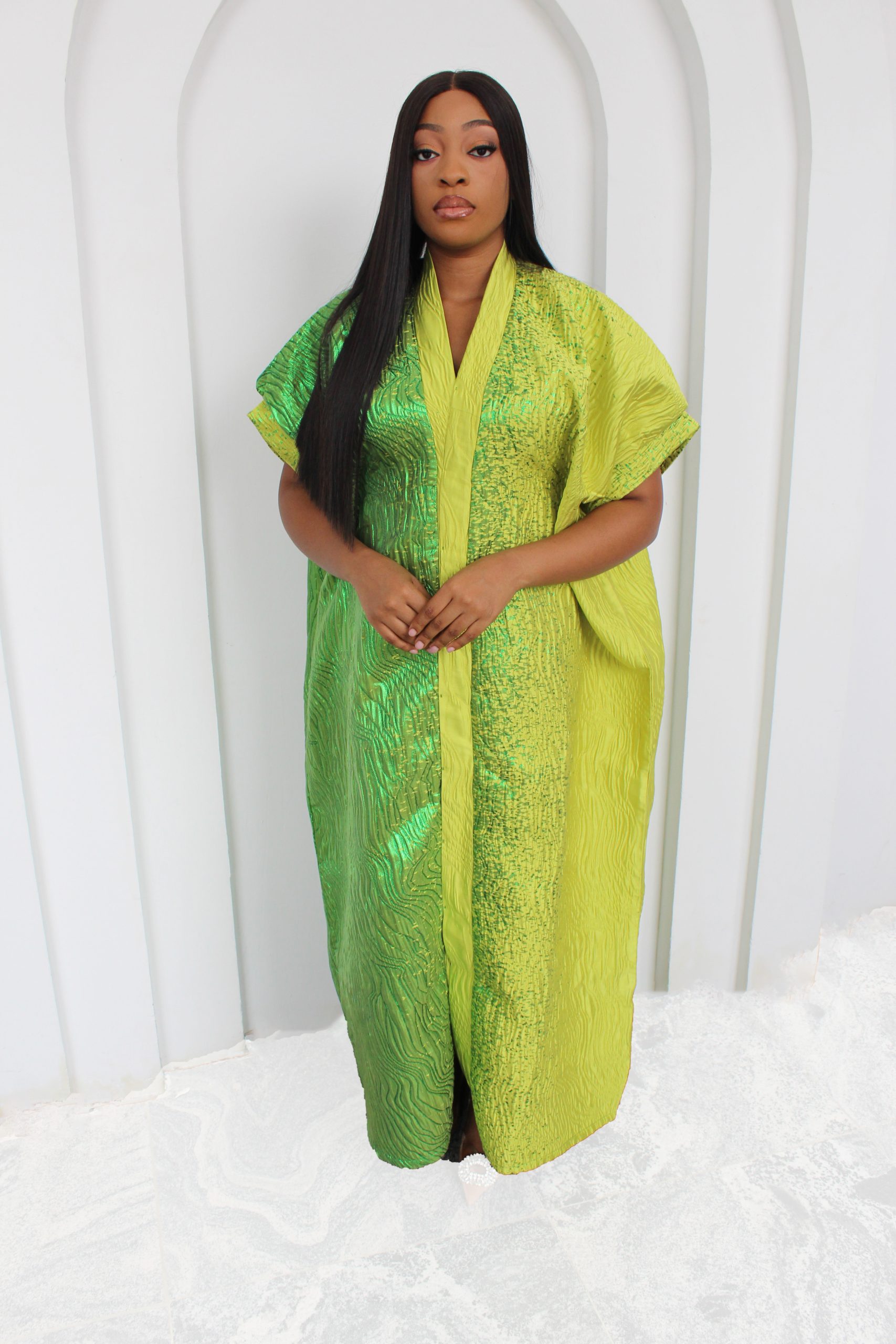 Ola Brocade Kaftan-Lemon