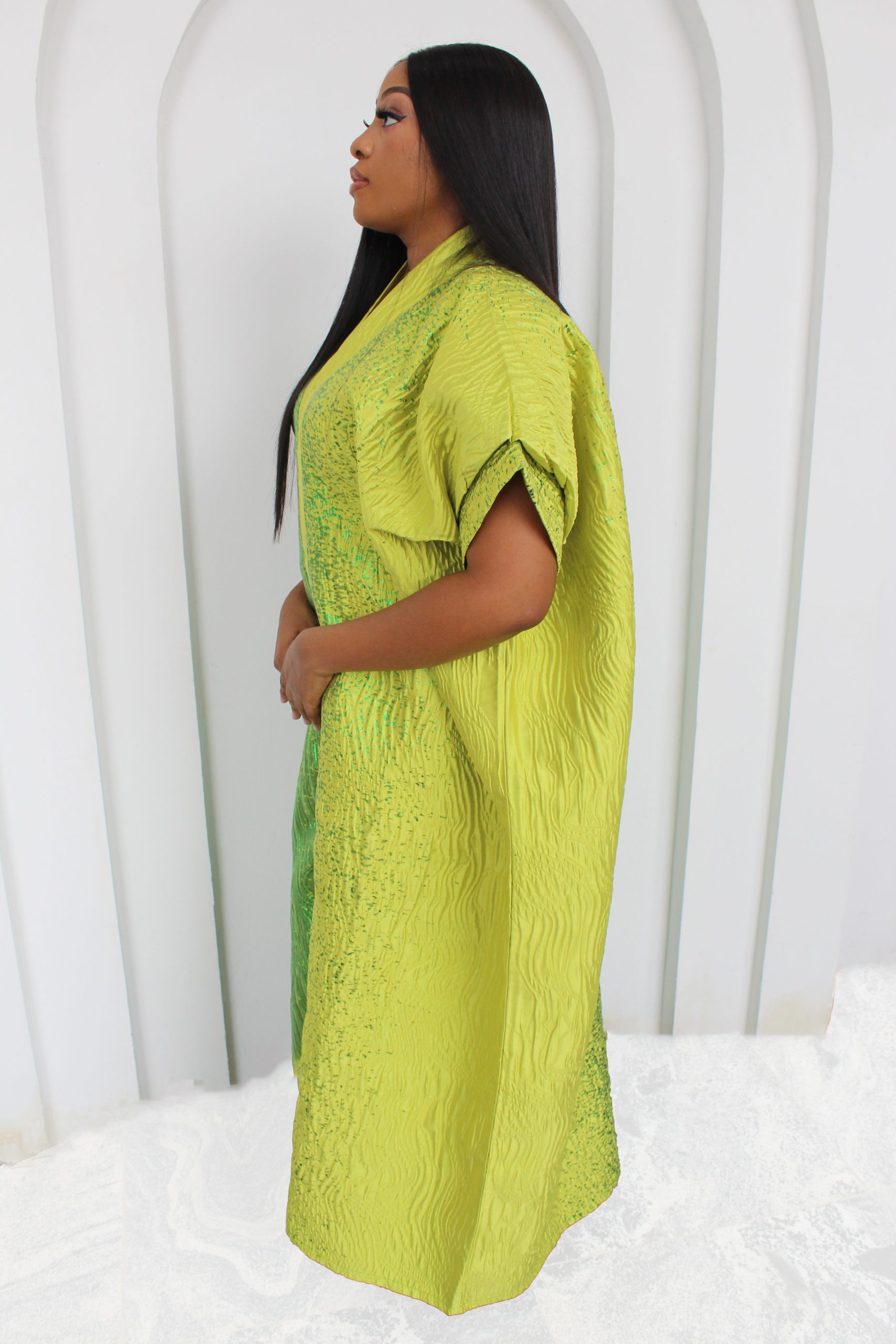 Ola Brocade Kaftan-Lemon - Image 2