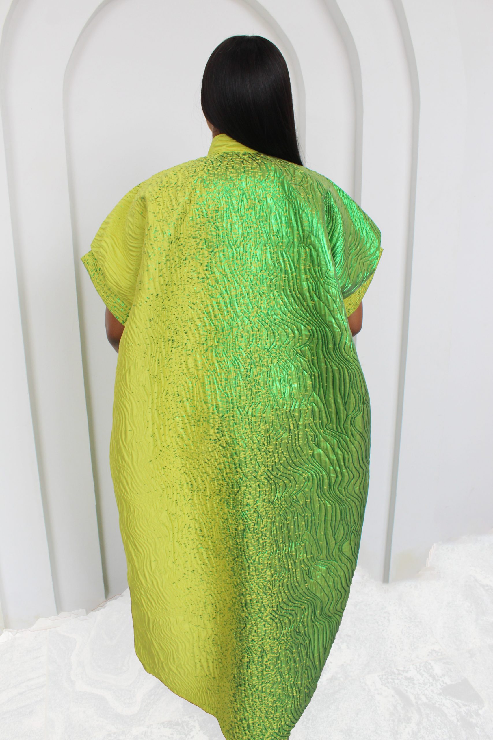 Ola Brocade Kaftan-Lemon - Image 3