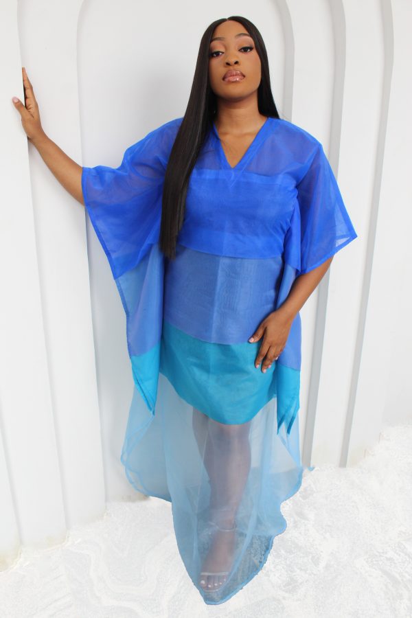 Ama Organza Kaftan - Blue