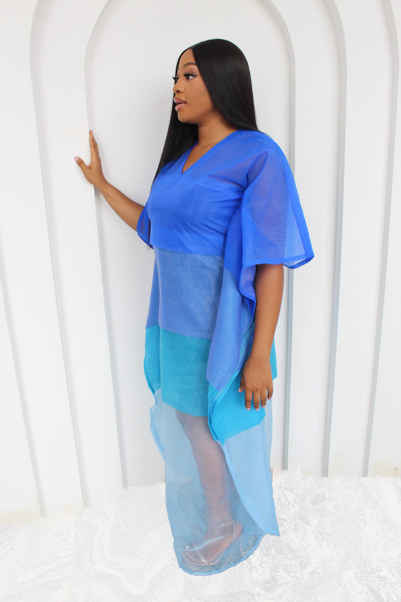 Ama Organza Kaftan - Blue - Image 2