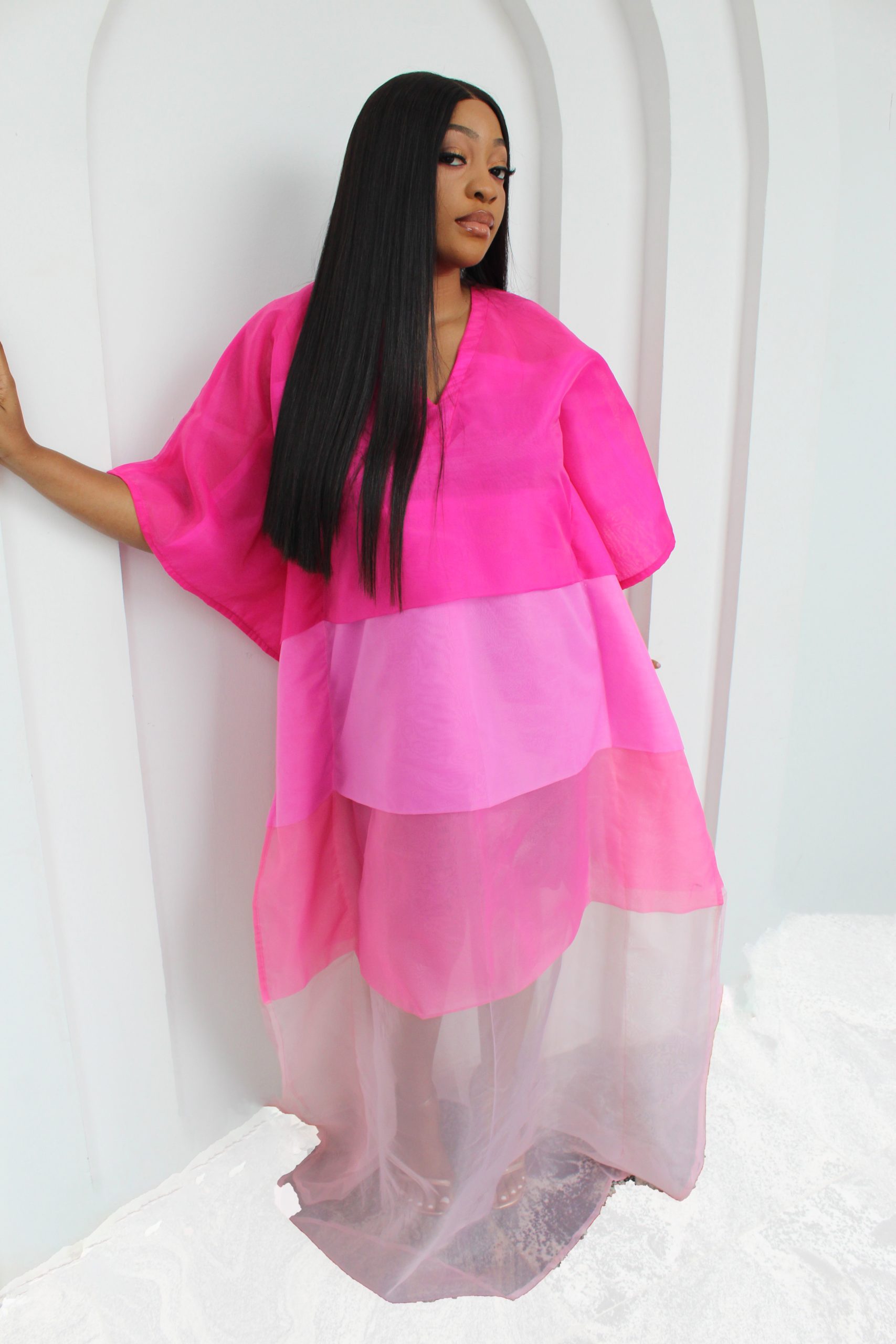 Ama Organza Kaftan - Pink - Image 2