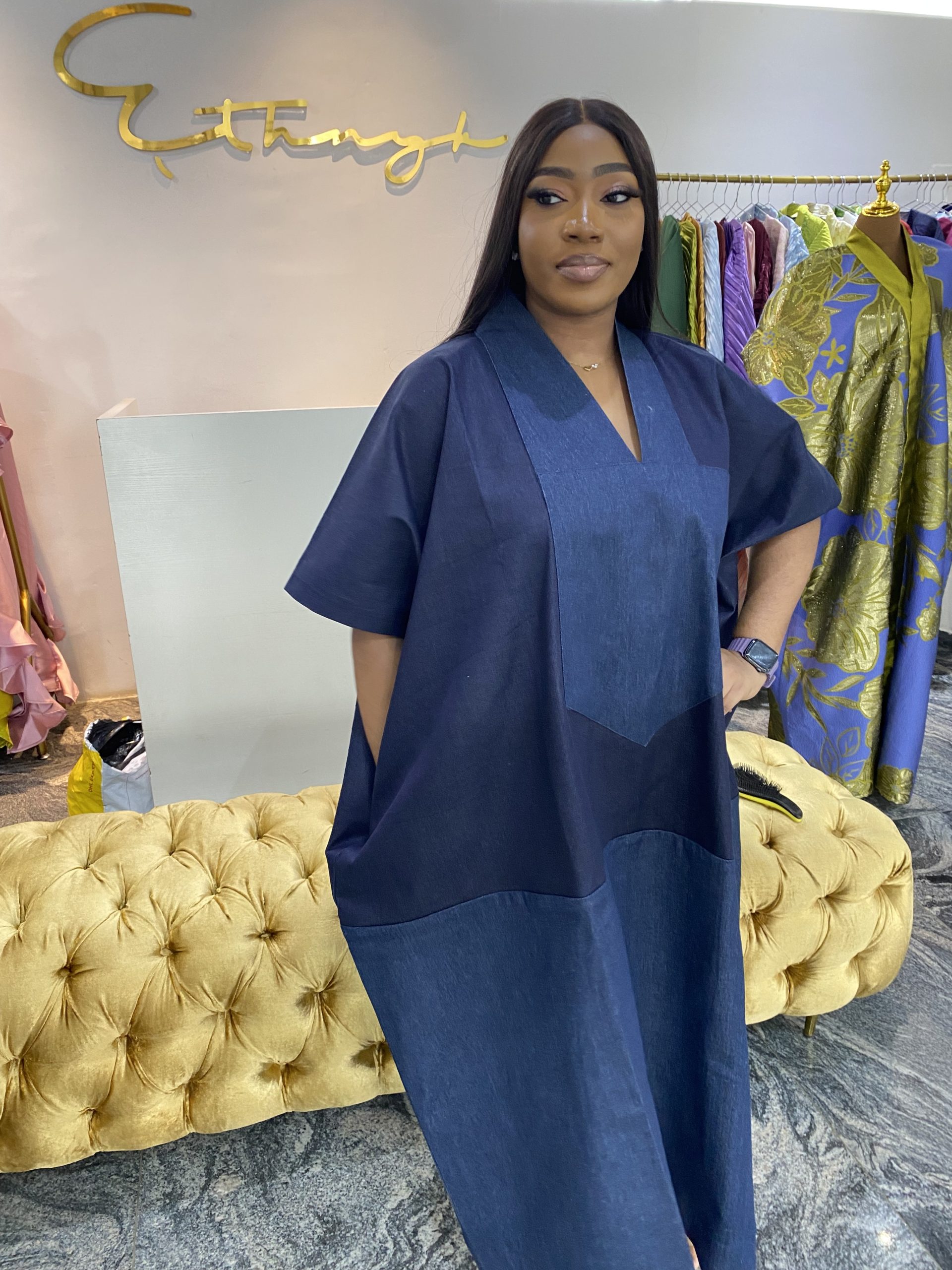 Denim Agbada Kaftan - Blue