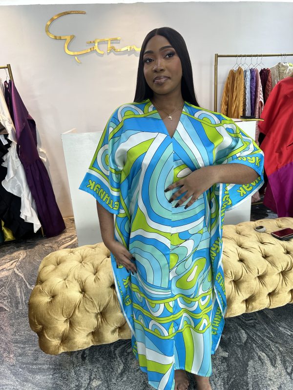 Ethnyk Vaca Kaftan - Blue/ Green
