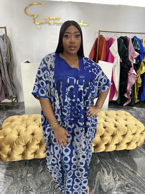 Adire Agbada Kaftan -Blue