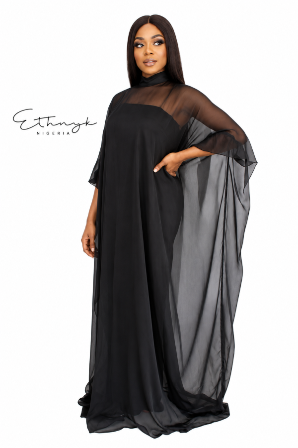 Eniyii Chiffon Kaftan- Black