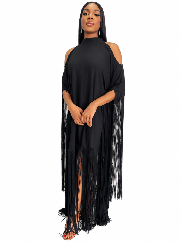 Eka Tassel Kaftan- Black