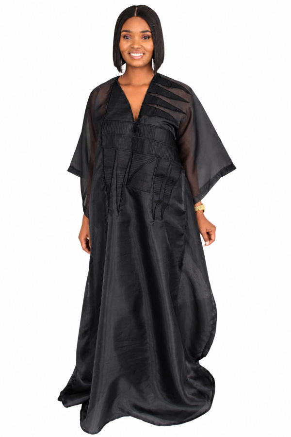 Organza Agbada Kaftan- Black