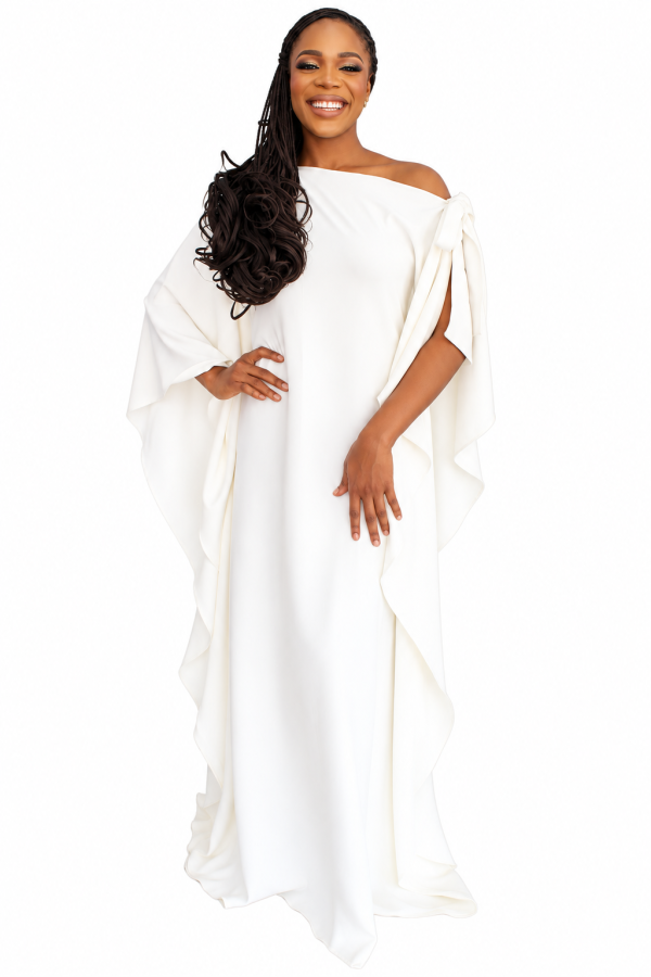 Ada Crepe Kaftan- White