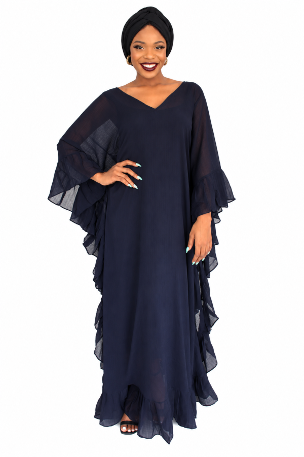 Ebun V Neck Kaftan- Navy